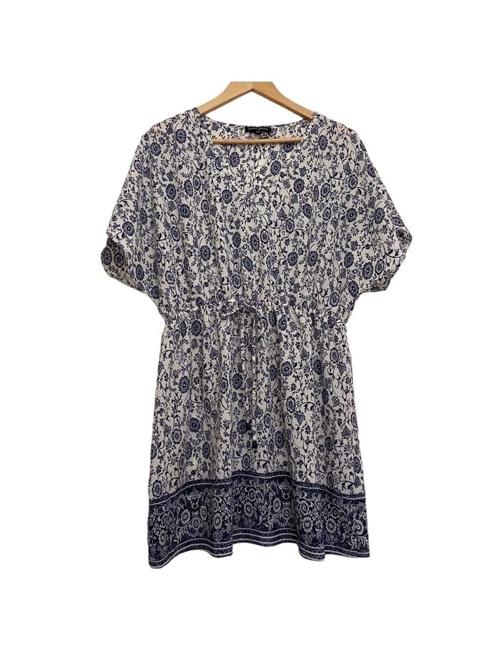 MARIO Serrani blue white midi dress bohemian lightweight floral pattern medium